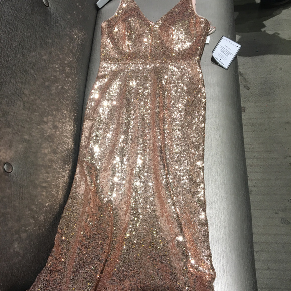 Champagne (Rosegold) Sequin Long Dress - Picture 3 of 6
